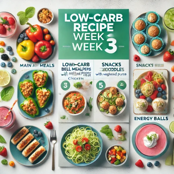 Low-Carb Rezeptwoche 3  – 5 Hauptgerichte + Snacks inkl. Einkaufsliste